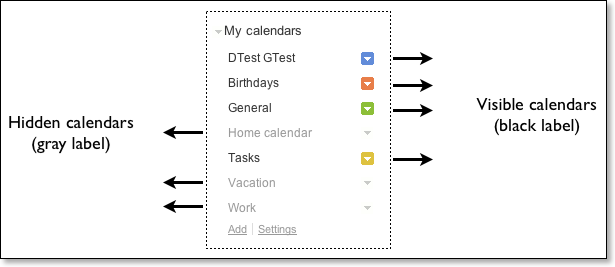 The visibility settings when using Google Calendar's new design.