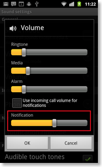 Volume for notifications